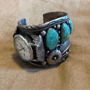 Fabulous Vintage Sterling Silver Native American Cuff Bracelet/Watch
